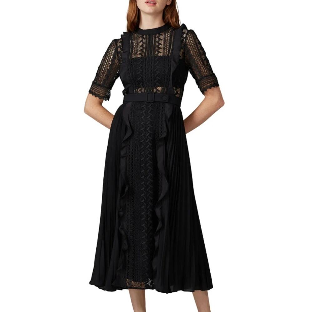 Self-Portrait Black Lace Midi Dress